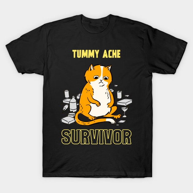 Tummy Ache Survivor Cat T-Shirt by HyperactiveGhost